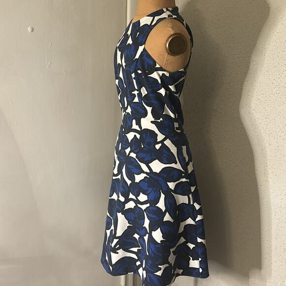 Banana Republic Blue Leaf Floral Printed High Low Dress 0 Wedding Retrogirl Glam - Picture 3 of 12